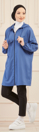 Impermeable ample pour femme (Tenue Hijab moderne et decontractee) - Couleur bleu indigo