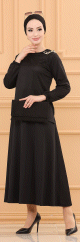 Ensemble style habille tunique et jupe (Boutique Vetement Hijab et Mode Musulmane) - Couleur noir