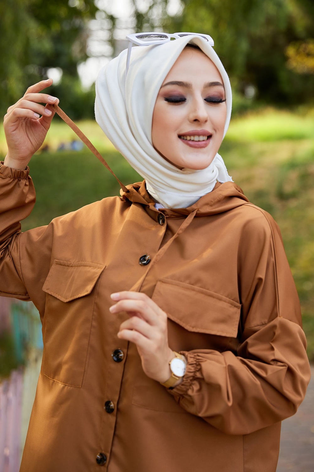 Ensemble casual femme veste et pantalon (Vetement Hijab) - Couleur beige