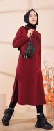 Robe - Tunique longue decontractee pour femme (Vetement Hijab Moderne et Sport) - Couleur bordeaux