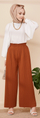 Pantalon plisse ample pour femme - Couleur tabac