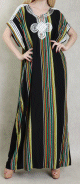 Robe Gandoura longue a rayures multicolore de style Orientale - Couleur noir