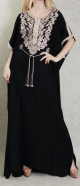 Robe orientale brodee manches courtes pour femme - Couleur noir