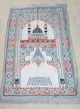 Grand Tapis de priere avec decorations islamique tisse en chenille (sajjada) - Couleur vert clair et Gris