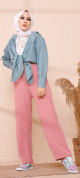Pantalon decontracte pour femme - Couleur rose poudre