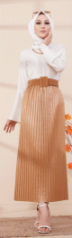 Jupe plissee pour femme - Couleur beige