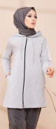 Cardigan zippe pour femme (Vetement moderne hijab 2023) - Couleur gris clair