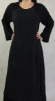 Robe Abaya Dubai noire de qualite ample avec strass et perles noires