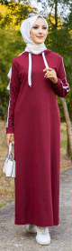 Robe avec capuche style moderne et sport (Vetement adapte pour Hijab - Nouveaute) - Couleur bordeaux