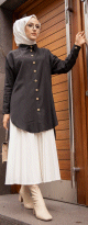 Chemise longe pour femme (Vetement chic pour hijab) - Couleur noir