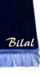 Tapis de priere adulte en velours couleur bleu uni sans motifs personnalise avec le prenom de votre choix