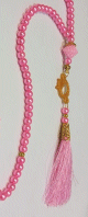 Chapelet "Sebha" de luxe a 99 perles - Couleur rose clair avec 2 separateurs ronds dorees