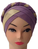 Bonnet hijab croisee a tresse pour femme - Couleur Parme