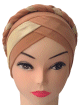 Bonnet hijab croisee a tresse pour femme - Couleur Caramel