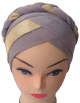 Bonnet hijab croisee a tresse pour femme - Couleur Gris clair