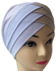 Turban bonnet croise bicolore femme moderne - Couleur Blanc et beige