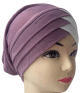 Turban bonnet croise bicolore femme moderne - Couleur Parme et Creme