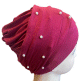 Bonnet turban croise devant avec bandelette perle a enrouler pour femme - Couleur Rouge