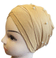Bonnet turban croise devant avec bandelette perle a enrouler pour femme - Couleur Beige Or