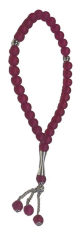 Chapelet (Subha) de luxe a 33 grosses perles de couleur Rose grenade avec petites perles argentees