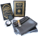 Pack Cadeau Noir : Le Saint Coran Bilingue (arabe-francais) + La Citadelle du musulman + Tapis de priere de poche + Parfum Pure Musk